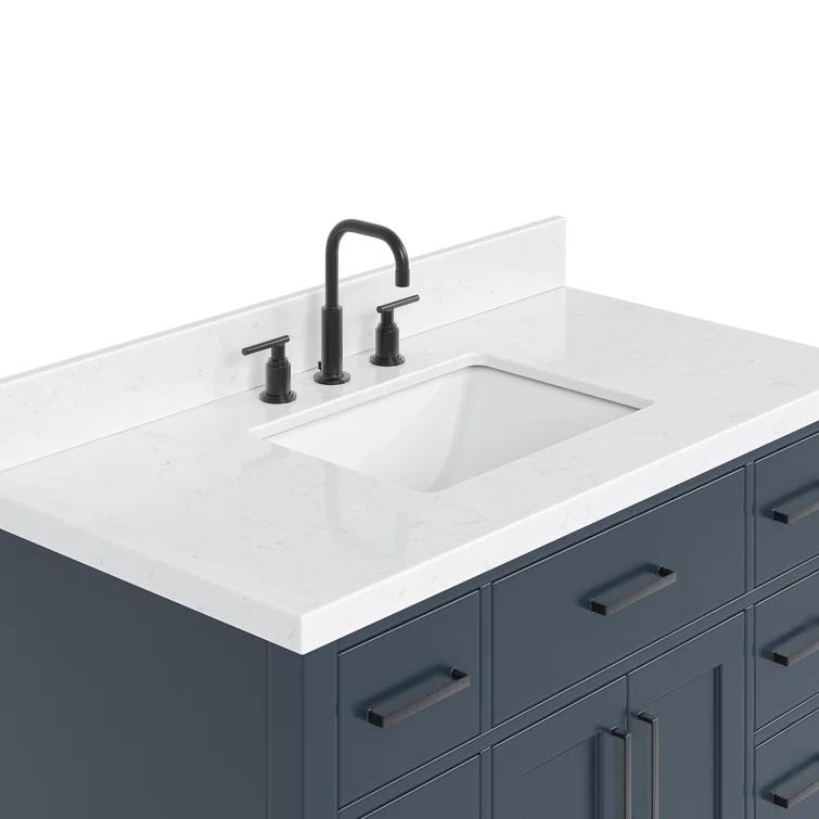Wildon Home® Tidworth 42'' Solid Wood Single Bathroom Vanity with 1.5'' Carrara Quartz Top, Rectangular Sink