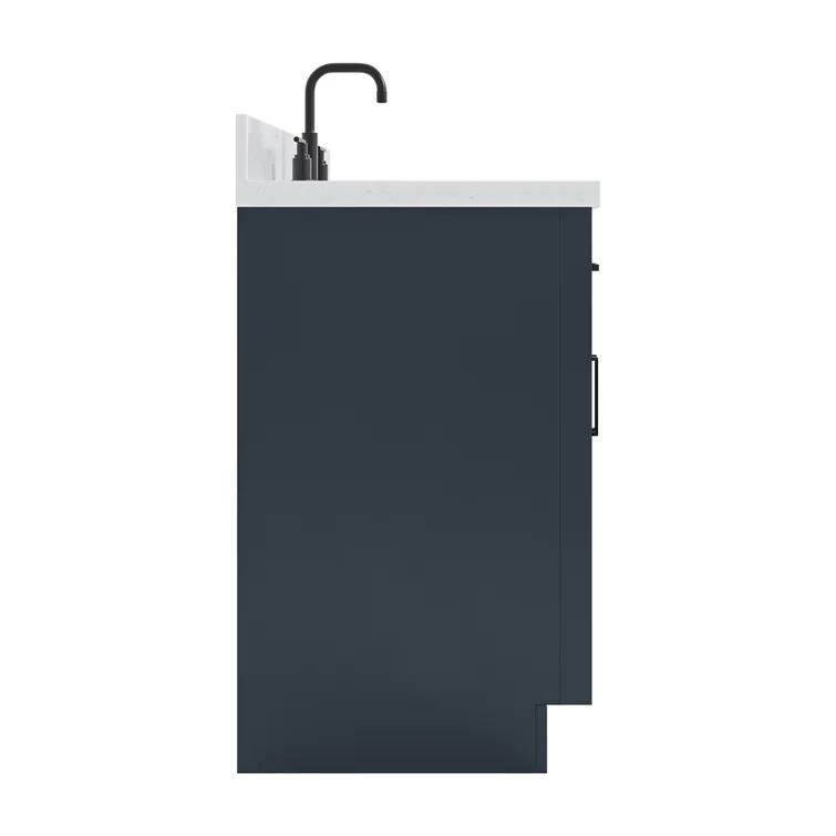 Wildon Home® Tidworth 42'' Solid Wood Single Bathroom Vanity with 1.5'' Carrara Quartz Top, Rectangular Sink