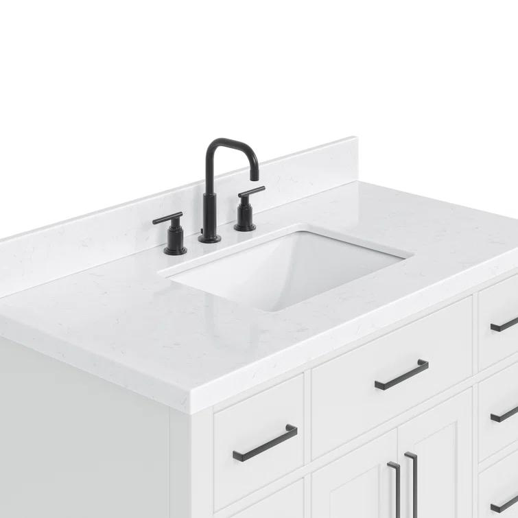 Wildon Home® Tidworth 42'' Solid Wood Single Bathroom Vanity with 1.5'' Carrara Quartz Top, Rectangular Sink