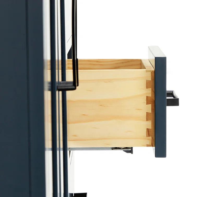 Hokku Designs Thornaby 42'' Solid Wood Single Bathroom Vanity with 1.5'' Carrara Quartz Top, Right Offset Oval Sink