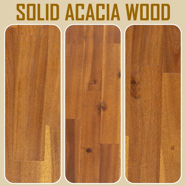 Acacia Aurora Premium Solid Wood Platform Bed Frame and High Headboard, King Bed Frame with Headboard Included, Mid Century Modern Bed with 5 years Warranty