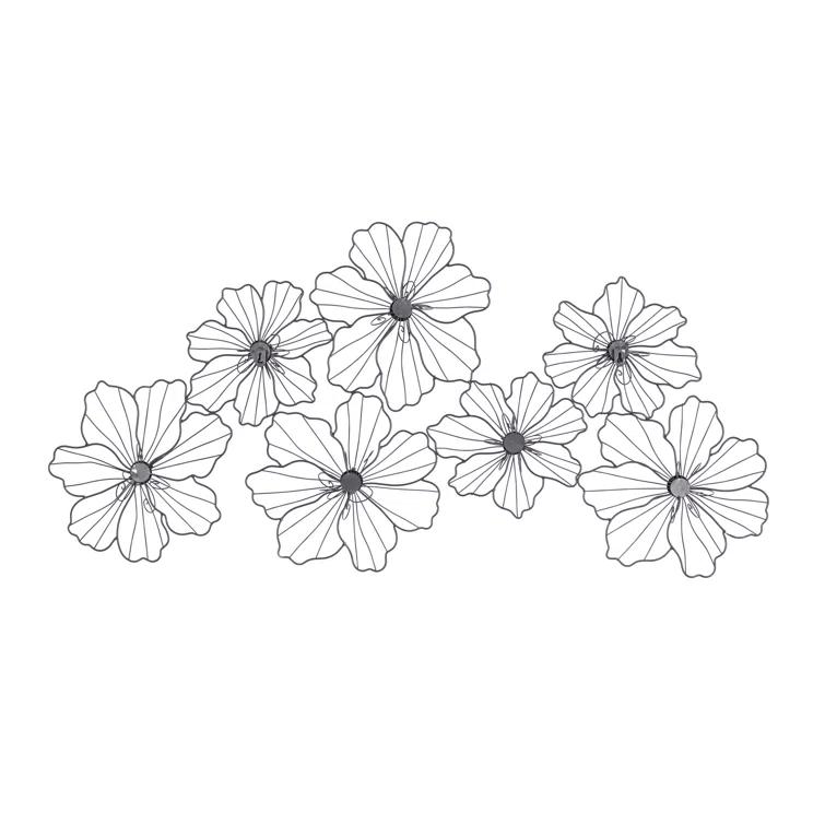 Metal Wire Foiled Floral Home Wall Decor with Scroll Accents