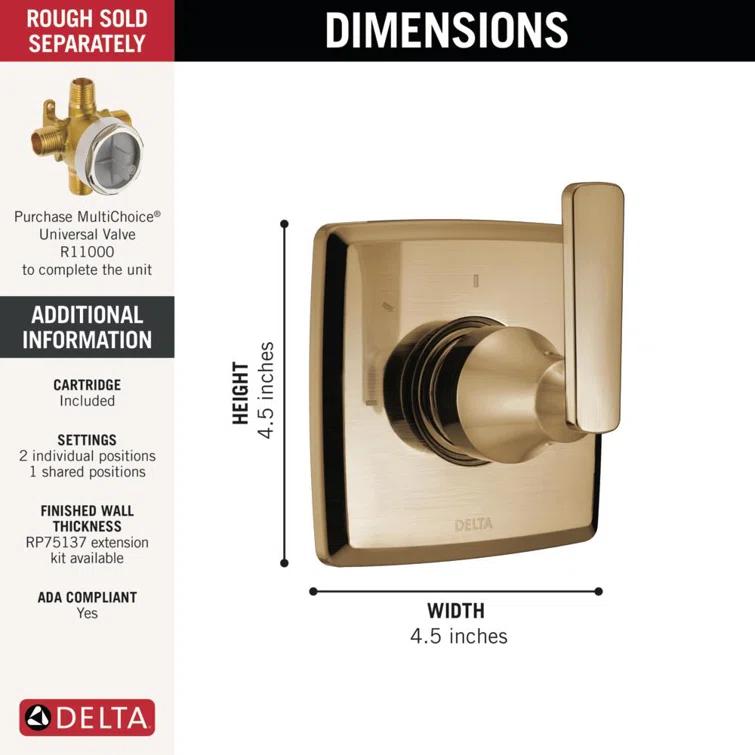 Ashlyn 3-Setting 2-Port Diverter Trim