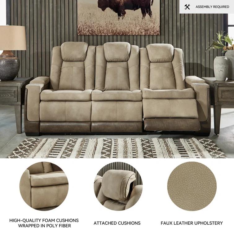 86'' Faux Leather Power Reclining Sofa