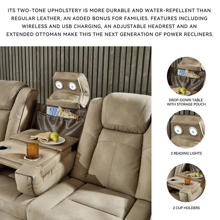 86'' Faux Leather Power Reclining Sofa