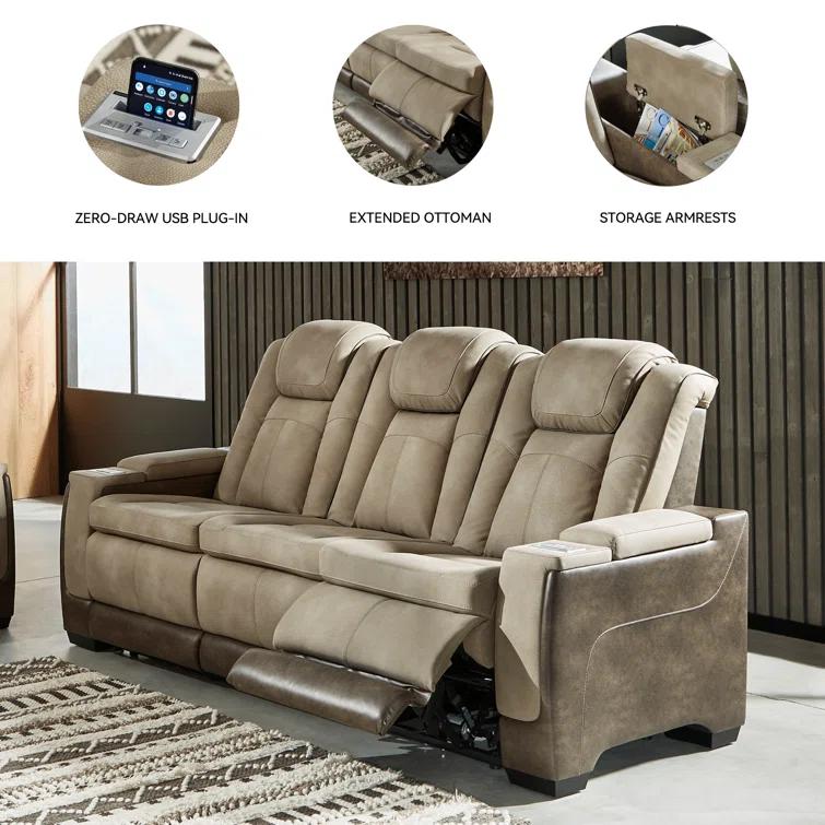 86'' Faux Leather Power Reclining Sofa