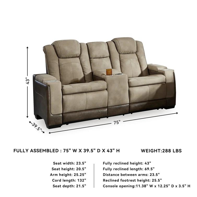 75'' Faux Leather Power Reclining Loveseat