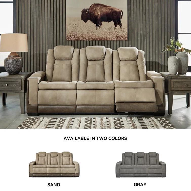 86'' Faux Leather Power Reclining Sofa