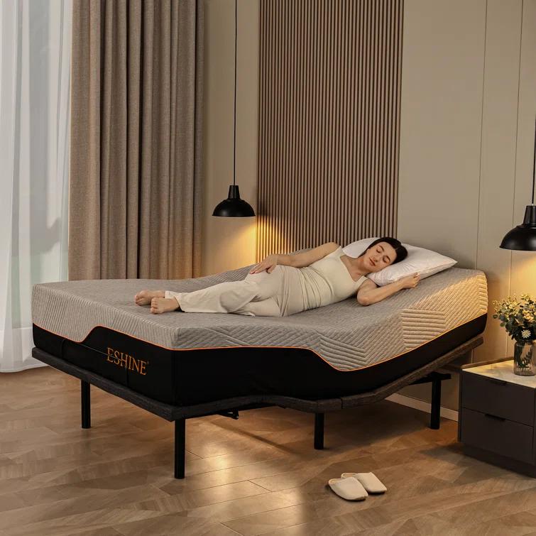 E3100 Zero Gravity Adjustable Bed, Massage, Wireless Remote & App Control, 14'' Ultra-Plush Black Mattress Included