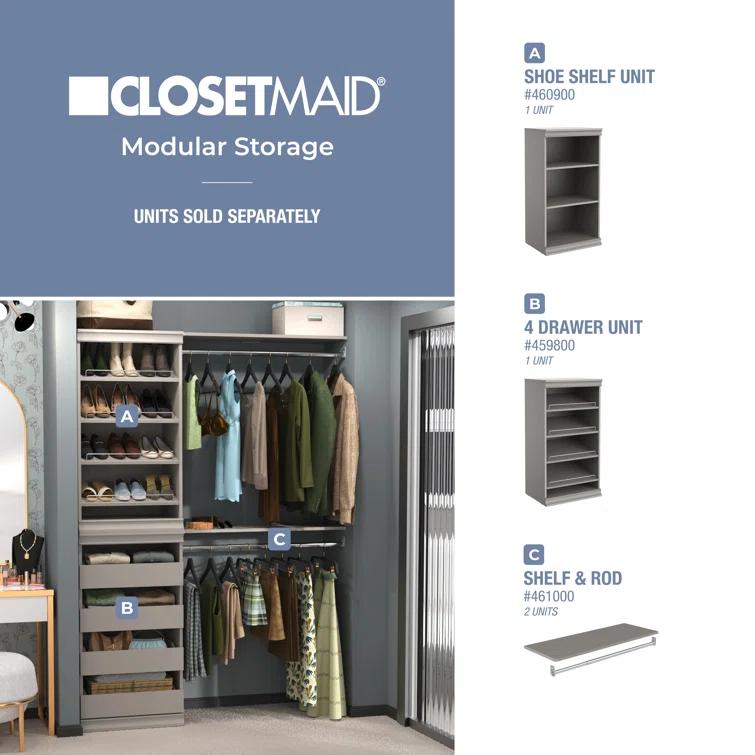 Modular Storage 21.38" W Shoe Shelf Unit with 4 Shelves