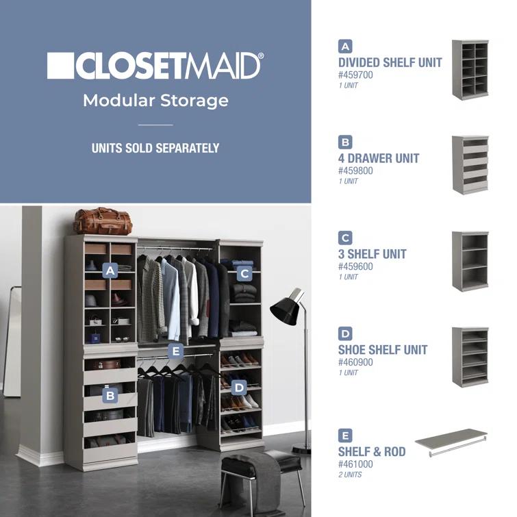 Modular Storage 21.38" W Shoe Shelf Unit with 4 Shelves