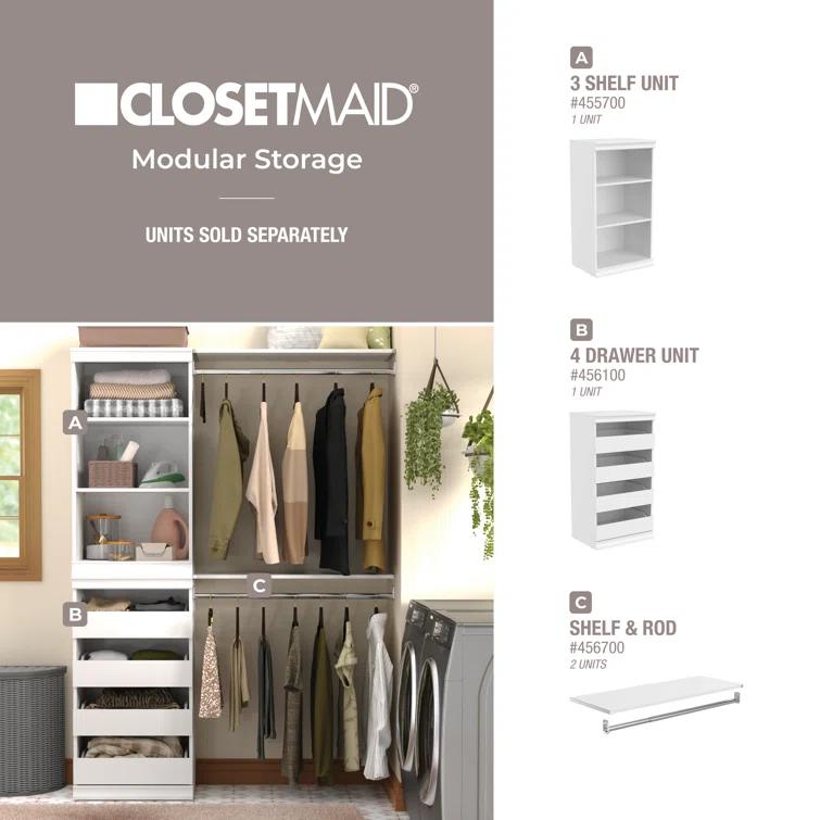 Modular Storage 36.02" W Shelf & Closet Rod
