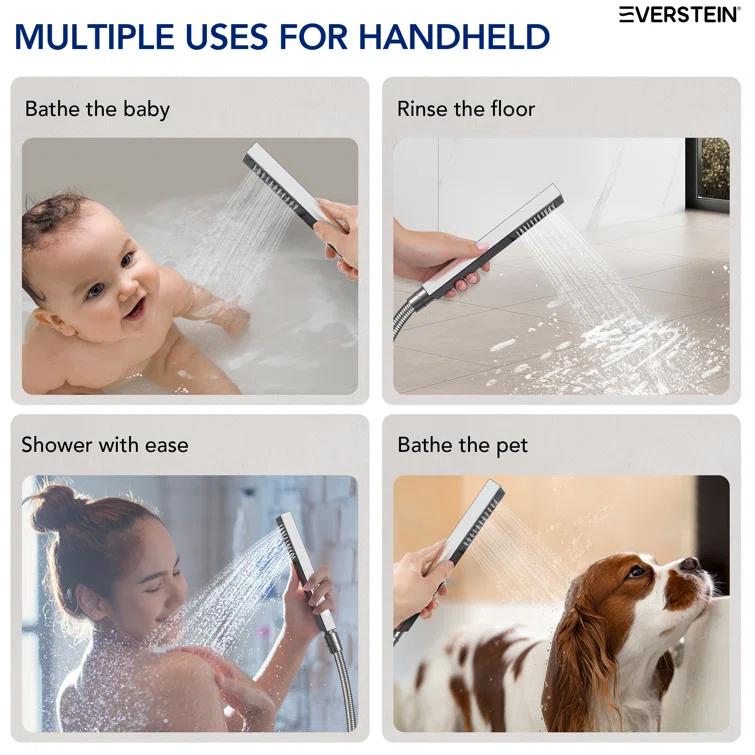 Thermostatic Shower Faucet 12" High-Pressure Dual Showerheads with Rough-In Valve