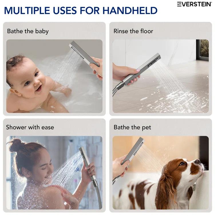 EVERSTEIN Thermostatic Rainfall Shower Faucet, 12-Inch High-Pressure Dual Showerheads System with Rough-In Valve SFS1007-NK12