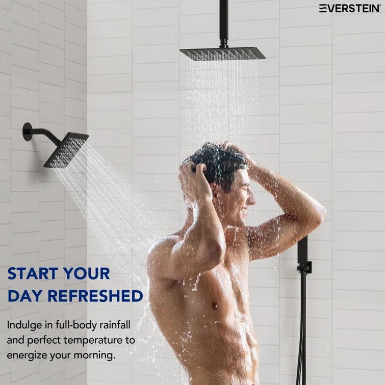 Thermostatic Shower Faucet 12" High-Pressure Dual Showerheads with Rough-In Valve