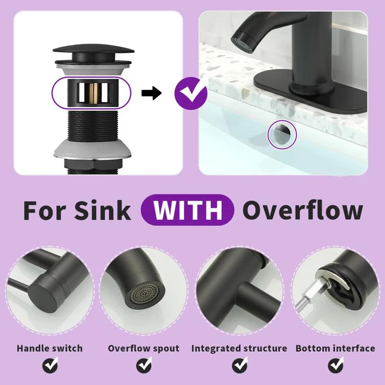 Single-Hole Single-handle Bathroom Faucet with Drain Assembly