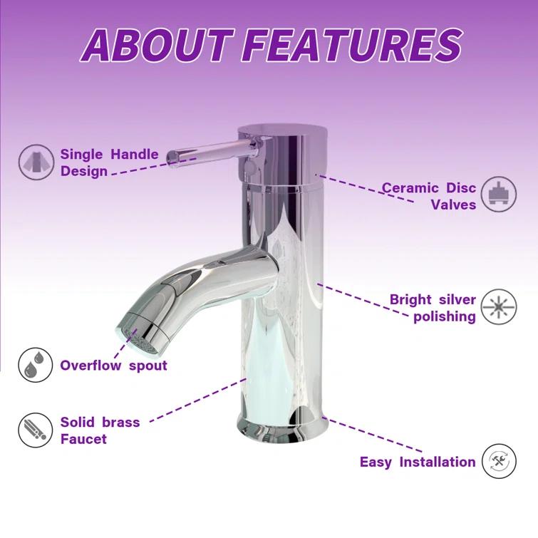 Single-Hole Single-handle Bathroom Faucet with Drain Assembly