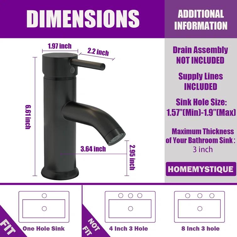 Single-Hole Single-handle Bathroom Faucet with Drain Assembly