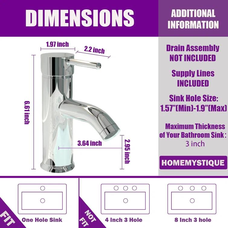 Single-Hole Single-handle Bathroom Faucet with Drain Assembly
