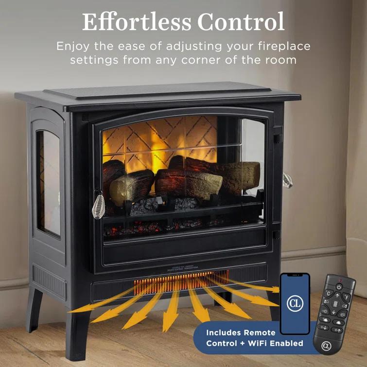 Country Living Smart Infrared Electric Fireplace Stove Heater, Alexa and Google Home Compatible