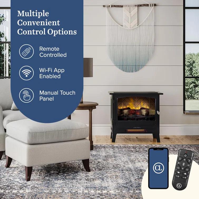 Country Living Smart Infrared Electric Fireplace Stove Heater, Alexa and Google Home Compatible