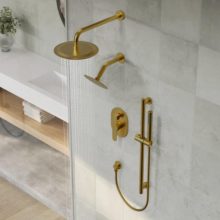 DualJetSpa 3-Function Round 10" & 6" Dual Shower Faucet System with Pressure Balancing Rough-In Valve