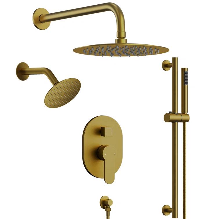 DualJetSpa 3-Function Round 10" & 6" Dual Shower Faucet System with Pressure Balancing Rough-In Valve