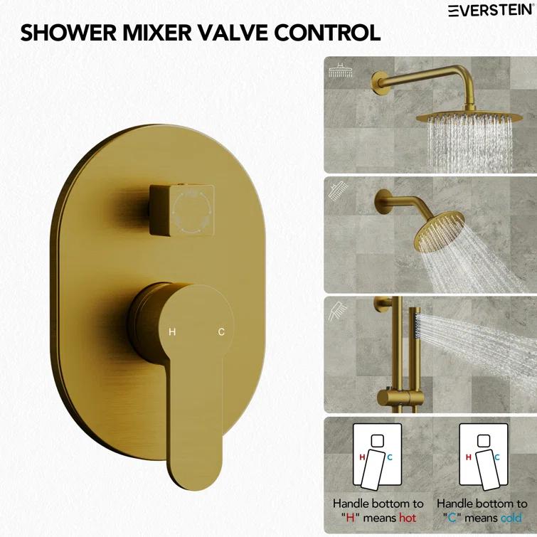 DualJetSpa 3-Function Round 10" & 6" Dual Shower Faucet System with Pressure Balancing Rough-In Valve