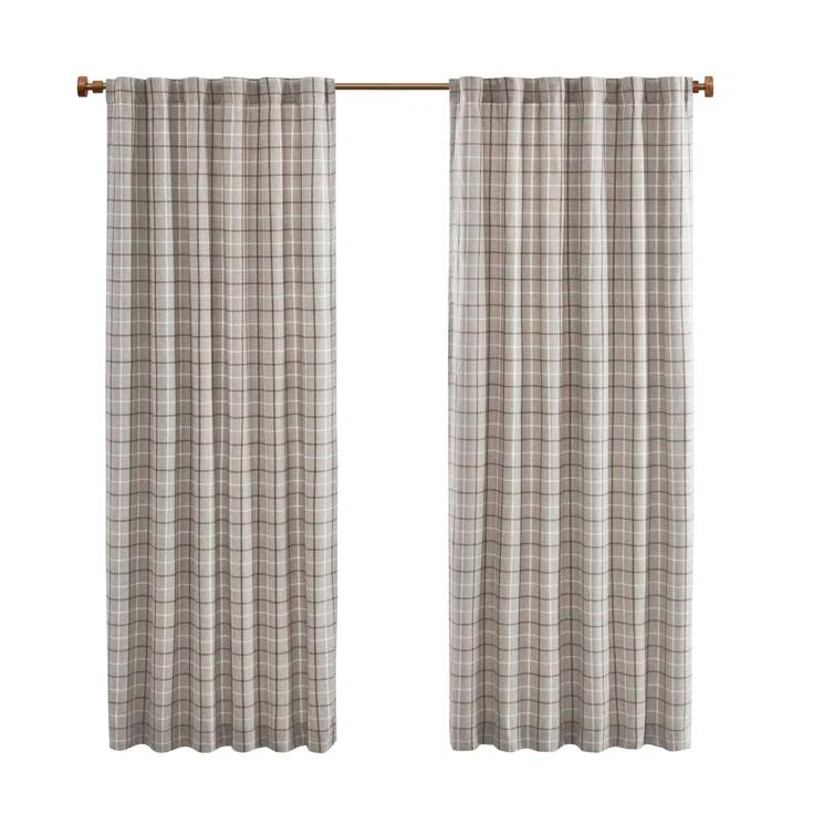 Anaheim Woven Plaid Room Darkening Thermal Fleece Lined Single Curtain Panel
