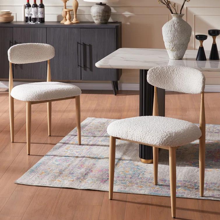 2 Pieces Boucle Armless Dining Chair, Upholstered Accent Chair