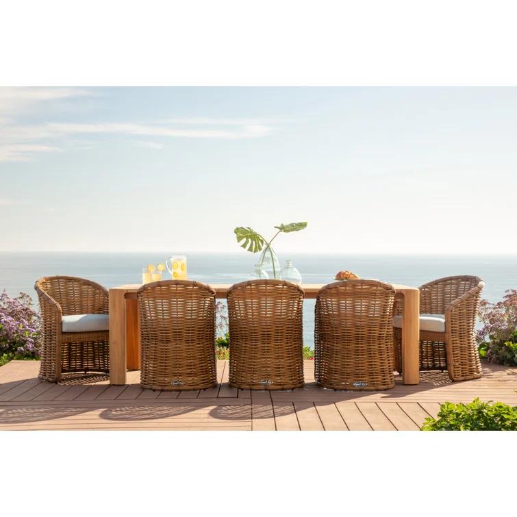 Sunset West Playa High-Density Polyethylene (HDPE) Wicker Premium All-Weather Wicker Dining Armchair with Sunbrella® Cushion