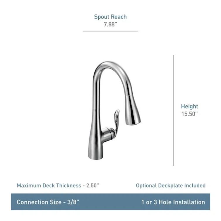 Moen Arbor One Handle Pulldown Kitchen Faucet Featuring Power Boost and Reflex