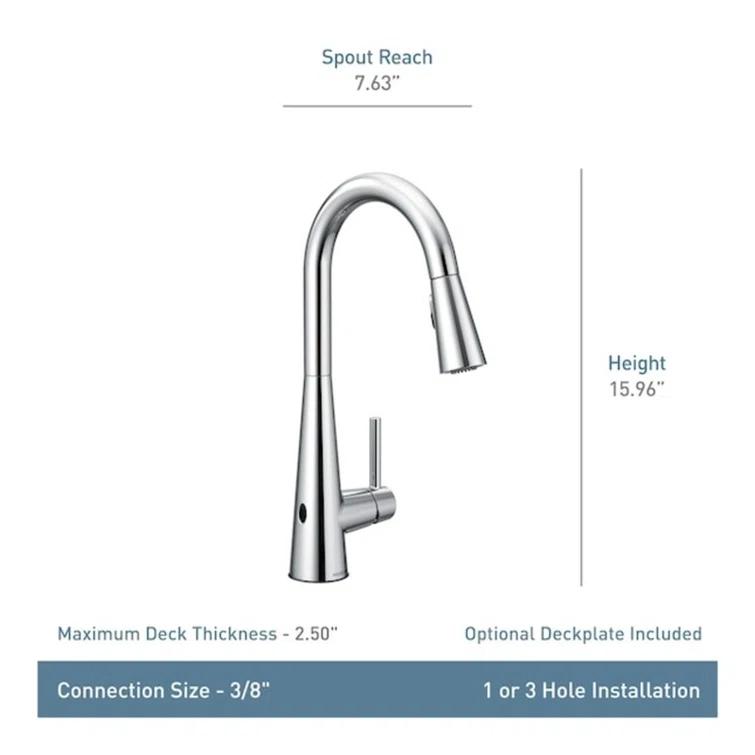 Moen Sleek MotionSense Wave Single Handle Pulldown Kitchen Faucet with Power Clean Technology
