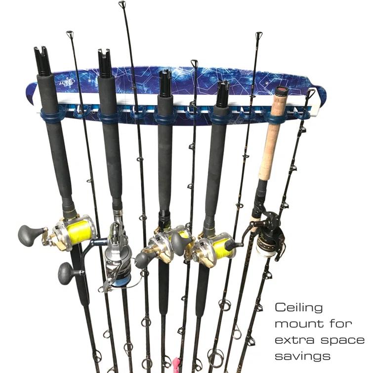 Reel Salty Saltwater 10 Rod Wall Rack - Sliding Track