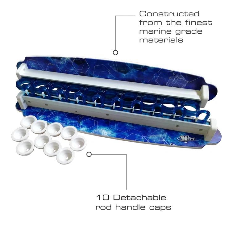 Reel Salty Saltwater 10 Rod Wall Rack - Sliding Track