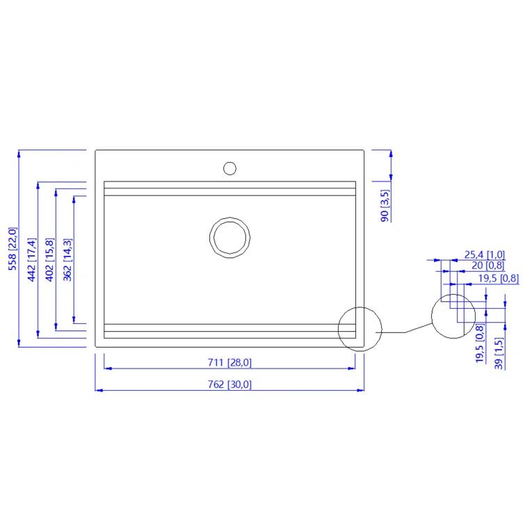 Topmount 30" L x 22" W Drop-In Kitchen Sink with Faucet and Basket Strainer
