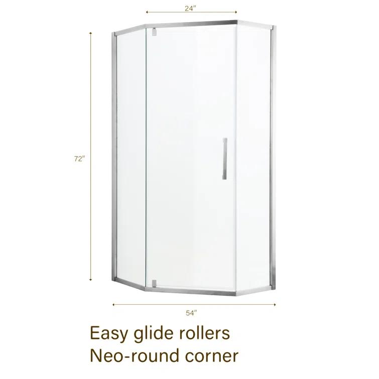 Audiohome Shower Door 34-1/8" X 72" Semi-Frameless Neo-Angle Hinged Shower Enclosure AHYTD-W124366340