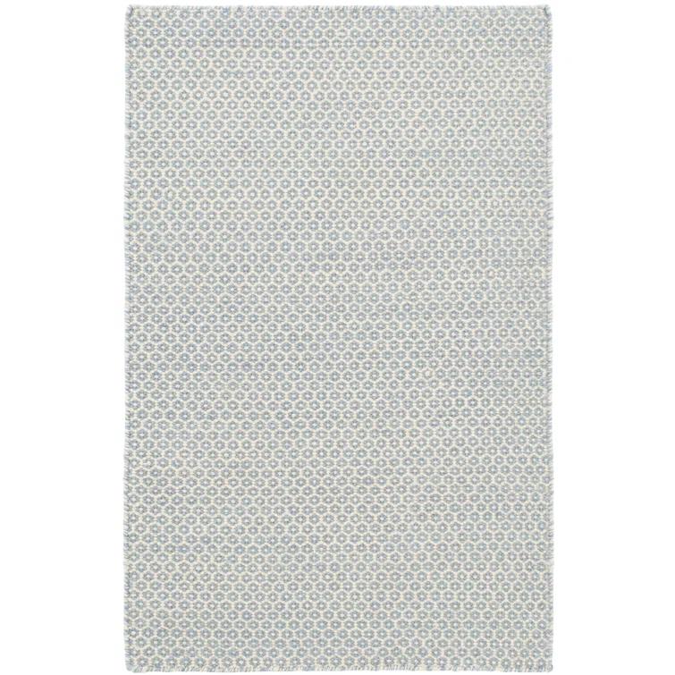 Honeycomb French Blue/Ivory Handwoven Wool Rug