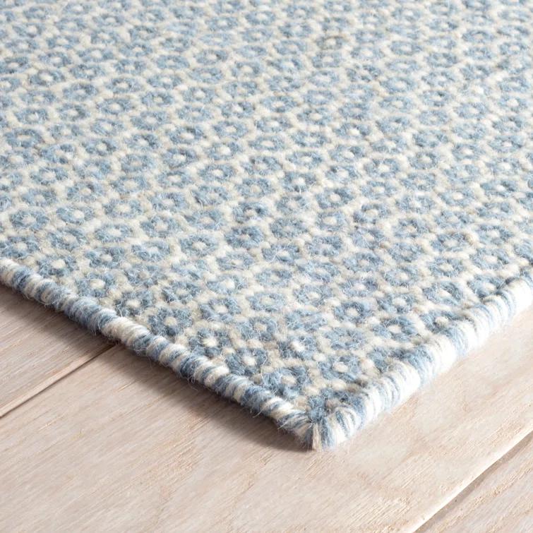 Honeycomb French Blue/Ivory Handwoven Wool Rug
