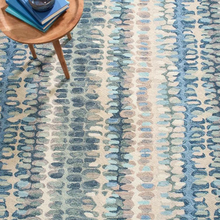 Paint Chip Abstract Hand Wool Indigo/Denim/Beige Area Rug