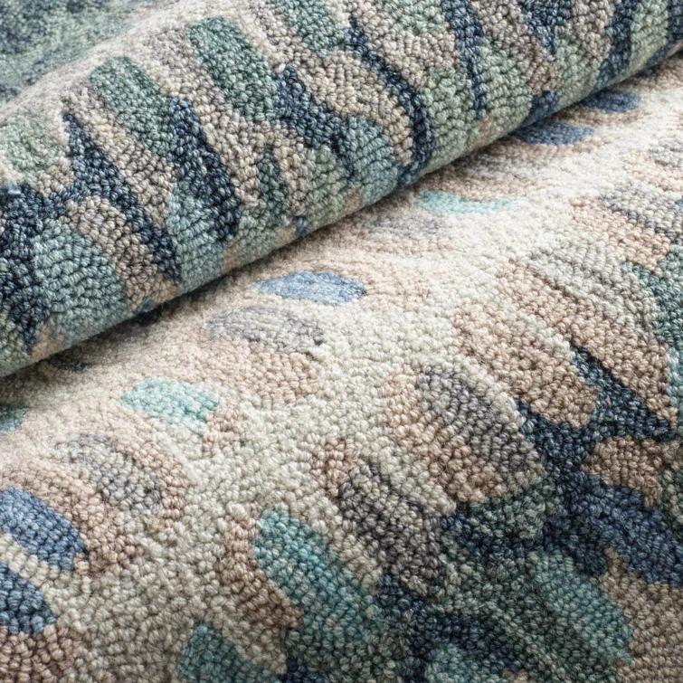 Paint Chip Abstract Hand Wool Indigo/Denim/Beige Area Rug