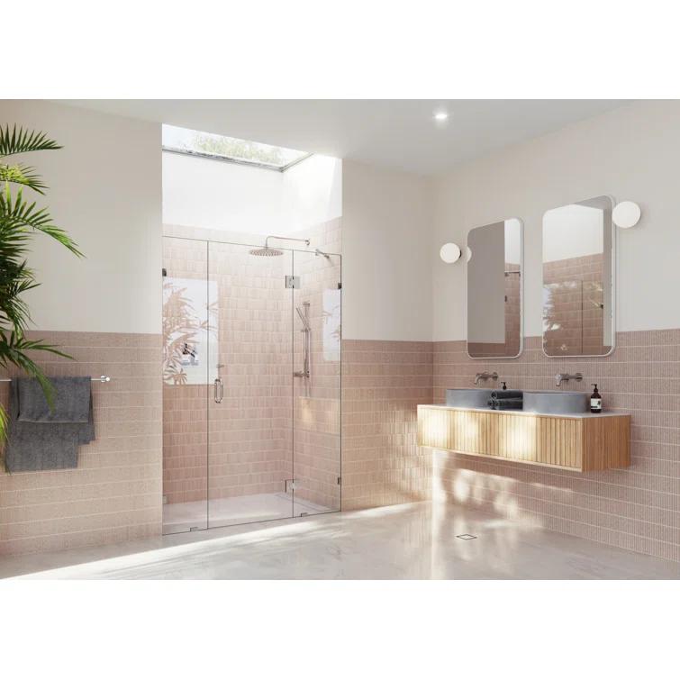 Glass Warehouse Stellar 55.5 in. W x 78 in. H Fully Frameless 3 Panel Inline Glass Hinged Shower Enclosure GHF-55.5-CH