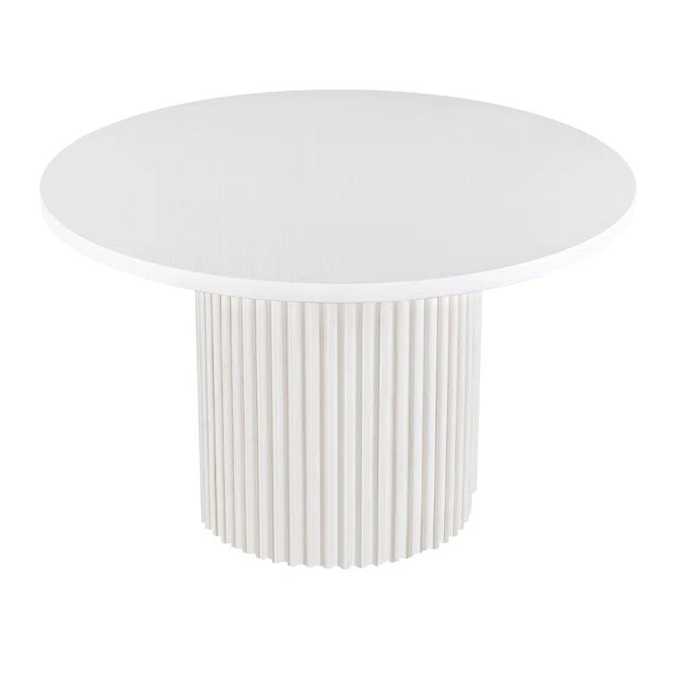Ebern Designs Rovena Round Mid-Century Modern Fluted Pedestal Base Dining Table