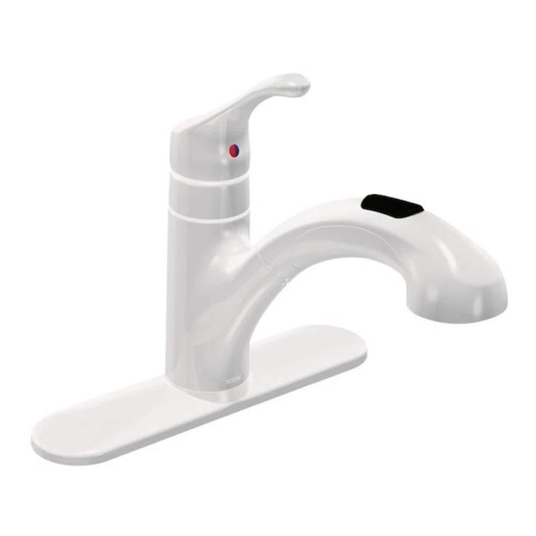 MOEN Renzo Spot Resist Stainless 9 in. H Pull Out Sprayer Kitchen Faucet with 360° Spout Swivel and PowerClean