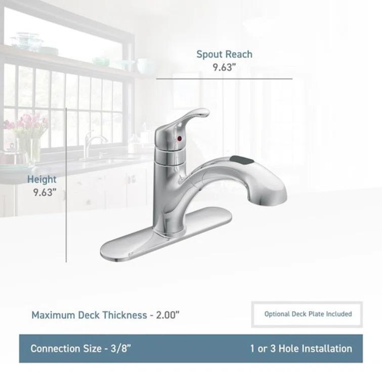 MOEN Renzo Spot Resist Stainless 9 in. H Pull Out Sprayer Kitchen Faucet with 360° Spout Swivel and PowerClean