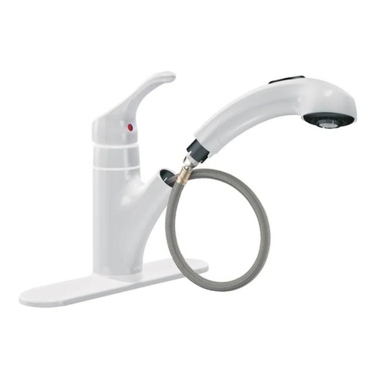 MOEN Renzo Spot Resist Stainless 9 in. H Pull Out Sprayer Kitchen Faucet with 360° Spout Swivel and PowerClean
