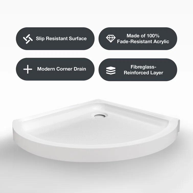 Ove Decors OVE Decors Breeze 44 in. Round Shower Kit, Clear Door with Shower Base and Wall 15SKA-BREE38-BLKAC