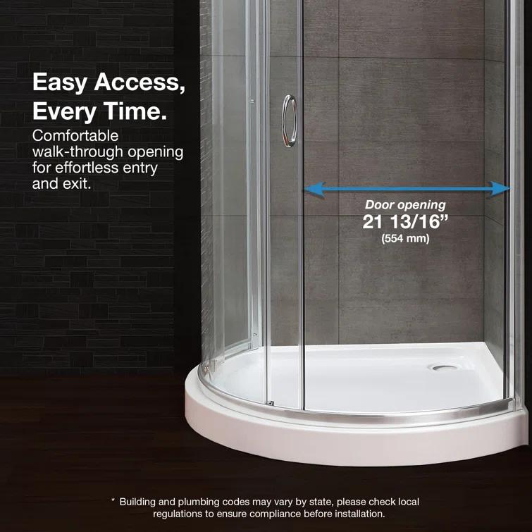 OVE Decors Breeze Framed Round Shower Kit w/ Frosted Glass, Base, Wall in Chrome Finish