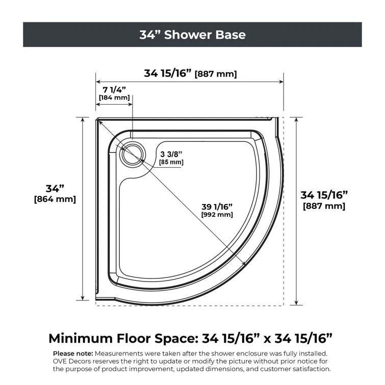 OVE Decors Breeze Framed Round Shower Kit w/ Frosted Glass, Base, Wall in Chrome Finish