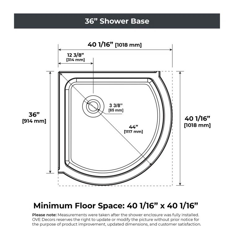 OVE Decors Breeze 40 in. Framed Round Shower Kit w/ Frosted Glass, Base, Wall in Chrome Finish